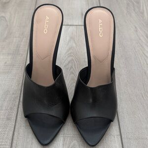 ALDO Black Leather Mules